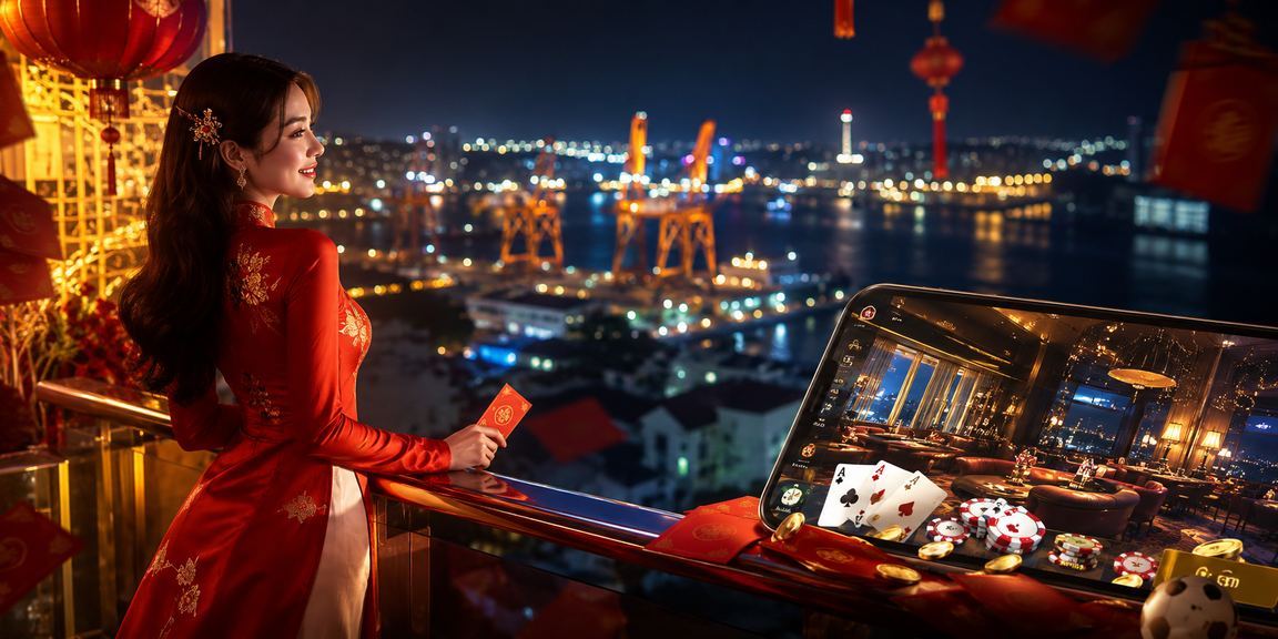 Người chơi card game tại Vũng Tàu mặc áo dài trong không khí lễ hội